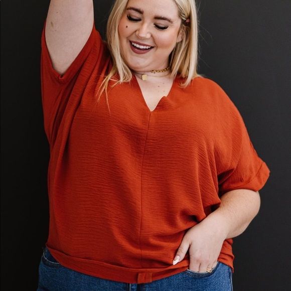 JODIFL Tops - 💕 Rust Jodifl Against All Odds Unlined Blouse Oversized Regular Plus New NWT